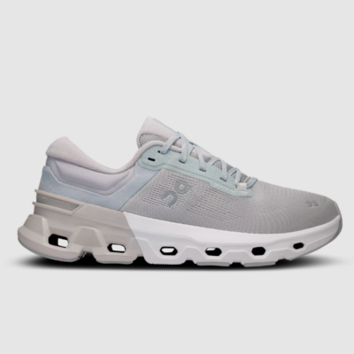 Men’s On Cloudflyer 5 stability running shoe with dual-density Helion™ midsole, CloudTec cushioning pods, molded heel counter, and plush engineered mesh upper.